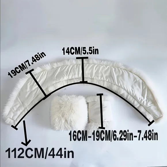 Elegant White Faux Fox Fur Collar/Stole with Cuffs - Picture 2 of 5